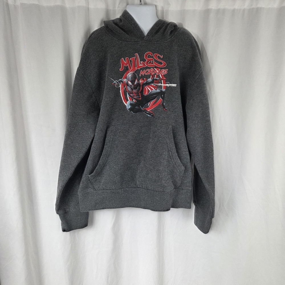 Marvel Hoodie Kids Small Gray Miles Morales Spider-Man Graphic Fleece Pullover